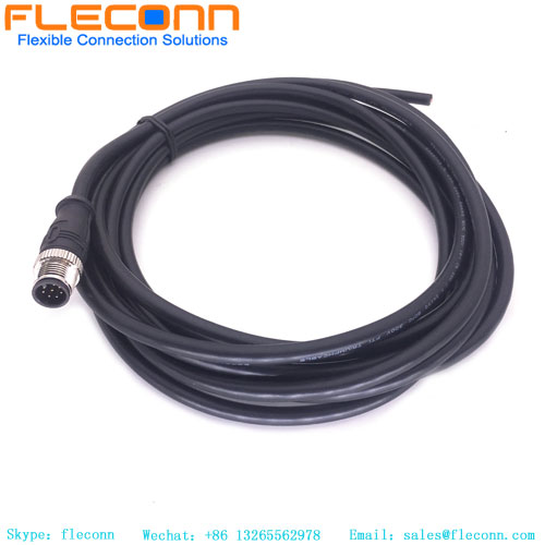 M12 8 Pole A-Coded Male Straight Connector Cable
