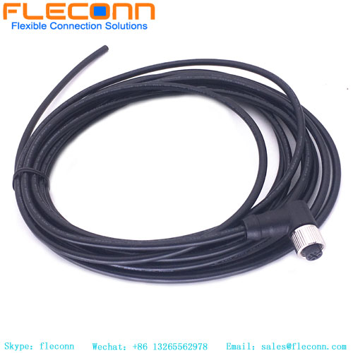 M12 4 Pin Right Angle Female Connector Cable