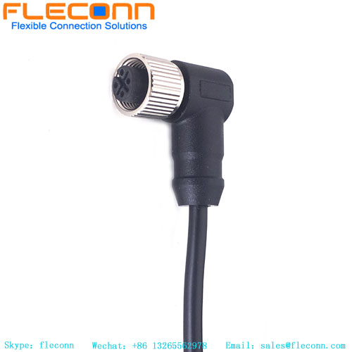 M12 4 Pin Connector Cable，90 degrees Angle Female Overmolding cable