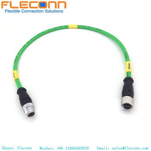 M12 X-Coded To D-Coded Connector Cable, Cat6A Industrial Ethernet High Speed Transmission Line