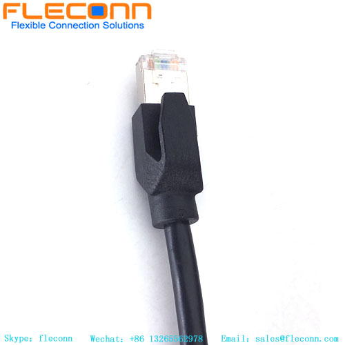 90 Degree Right Angled M12 X Coded 8 Pin Male To RJ45 Industrial Ethernet Cable