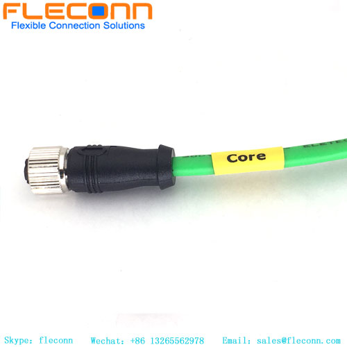 M12 X-Coded To D-Coded Connector Cable, Cat6A Industrial Ethernet High Speed Transmission Line