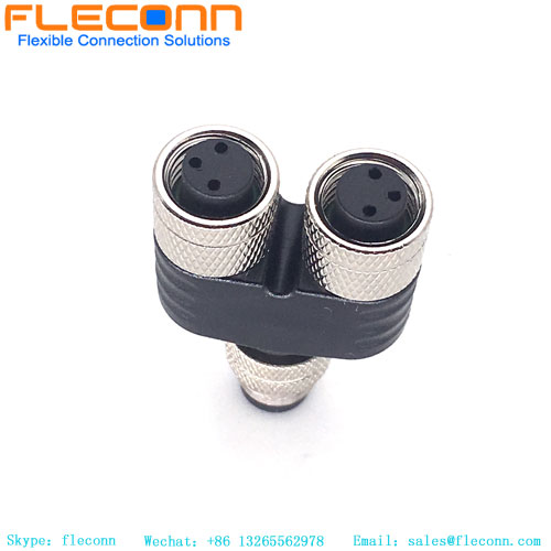 M8 Y Type 3Pin Connector Male To Dual Female Splitter