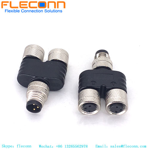 M8 Y Type 3Pin Connector Male To Dual Female Splitter