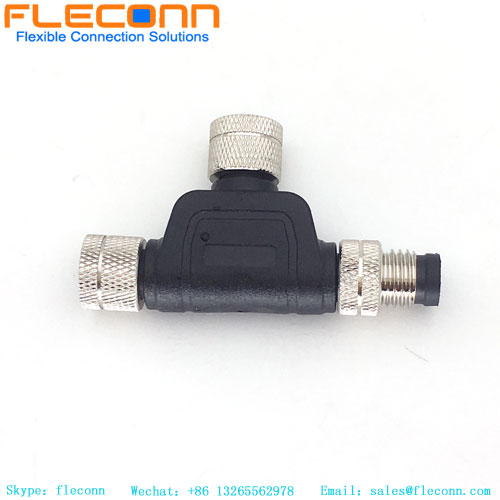 M8 T Type Connector, Male To Female 3-Pin 4-Pin 5-Pin One In Two Out Waterproof Connector