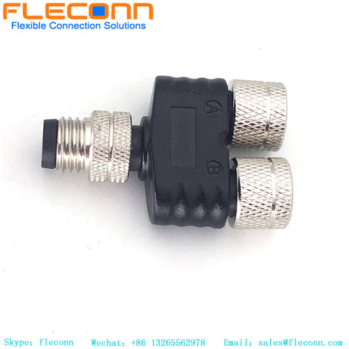 M8 Y Type 3Pin Connector Male To Dual Female Splitter