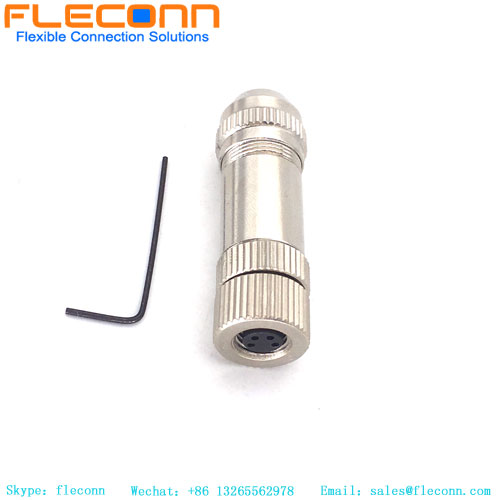 M8 4 pin Female Straight Metal Shell Plug