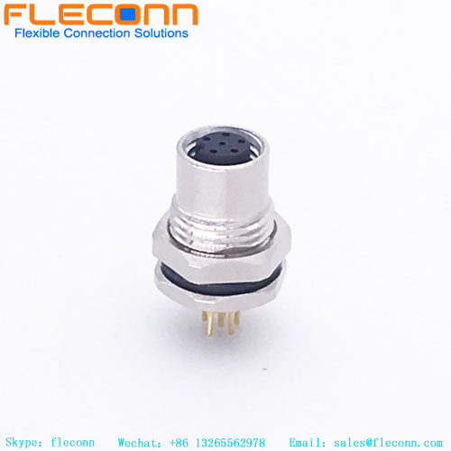 M8 6 Pin Front Panel Mount PCB Connector