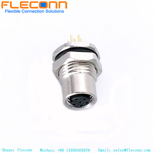 M8 6 Pin Front Panel Mount PCB Connector