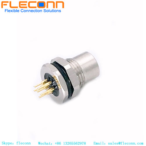 M8 6 Pin Front Panel Mount PCB Connector