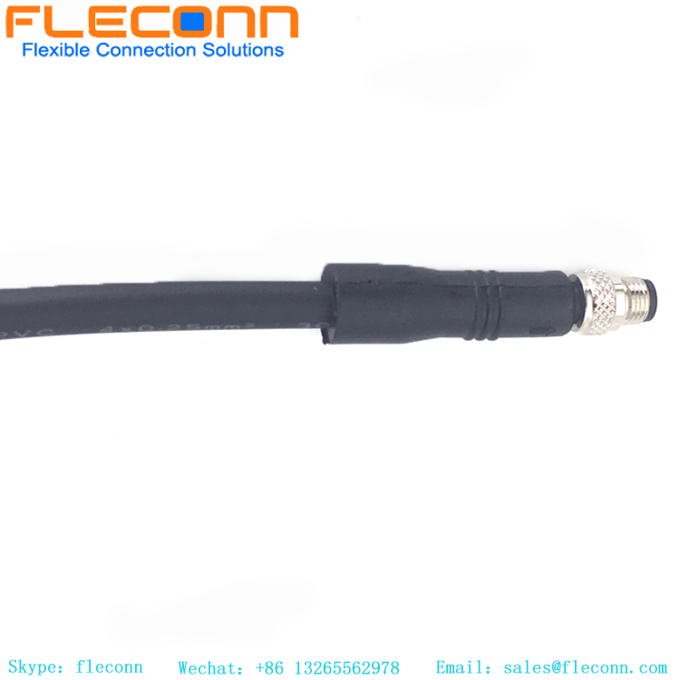 M5 3-Pole Male Cable, Straight Molded Cable Connector