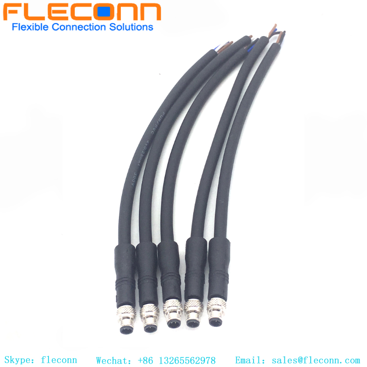 M5 4-Position Male Plug Cable, Overmold PVC PUR Cable