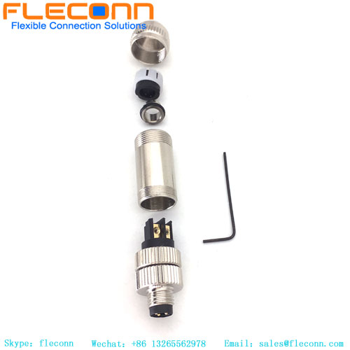 M8 3 Pin Male Connector, Metal Shell