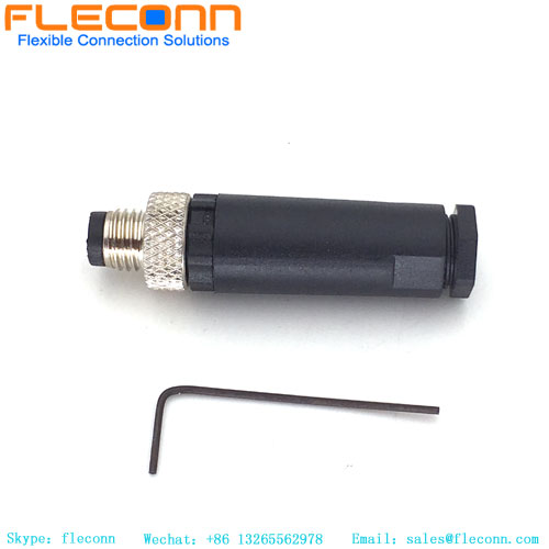 M8 3 Pin Connector, Male, Field Wireable, IP67 Waterproof
