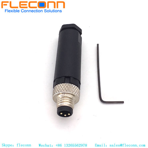 M8 Connector 3 Pin, Male, Field Wireable