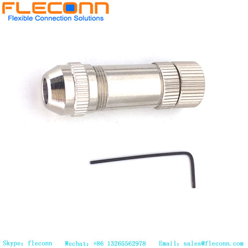 M8 4 Pin Female Connector, Metal Shielded, Field Wireable Cable Connector