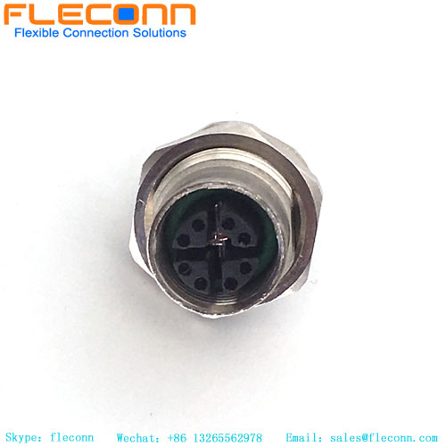 Front Fastened 8 Pin X-coded Female M12 Connector PCB Mount