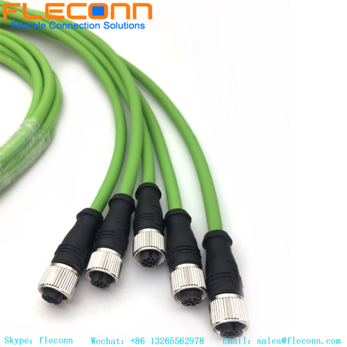 Network cable M12 4 pin D-coded to RJ45 plug Cable