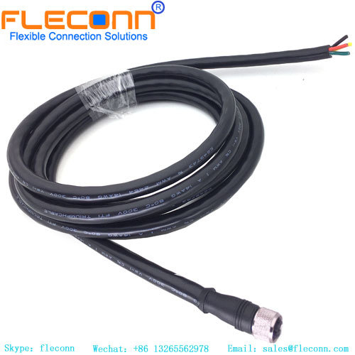 M12 K Code Connector 4+PE Female Molded Connector Cable