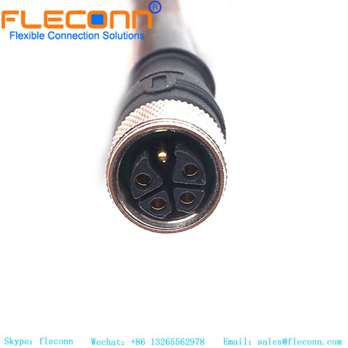 M12 K Code Connector 4+PE Female Molded Connector Cable