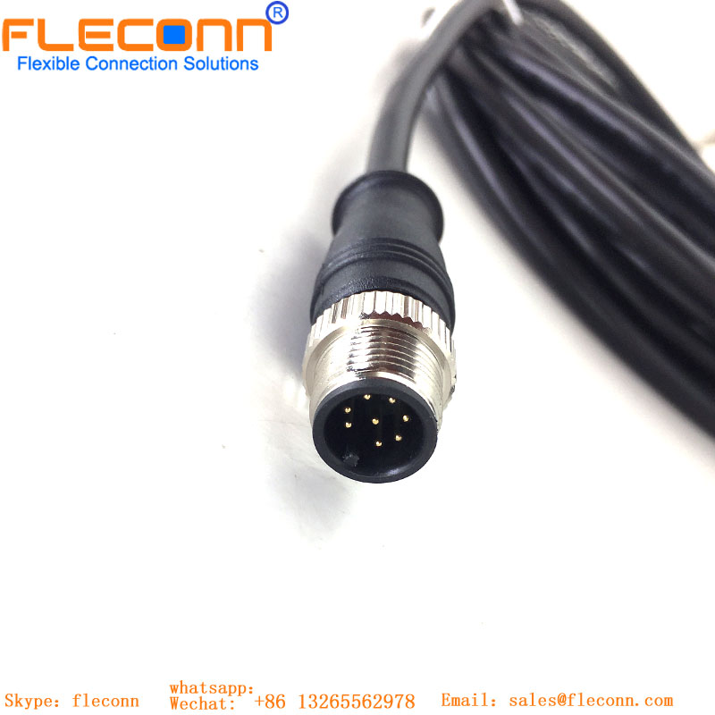 M12 8 Pole Cable, A-Coded Male To Female Straight Connector Cable