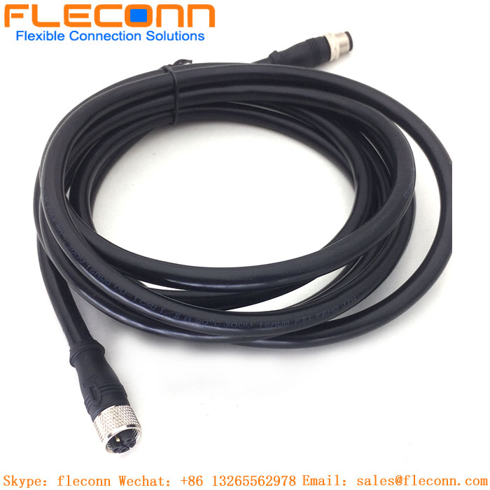 M12 L-Coded 4+PE Male To Female Connector Cable