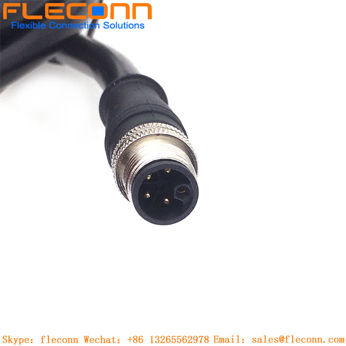 M12 L-Coded 4+PE Male To Female Connector Cable
