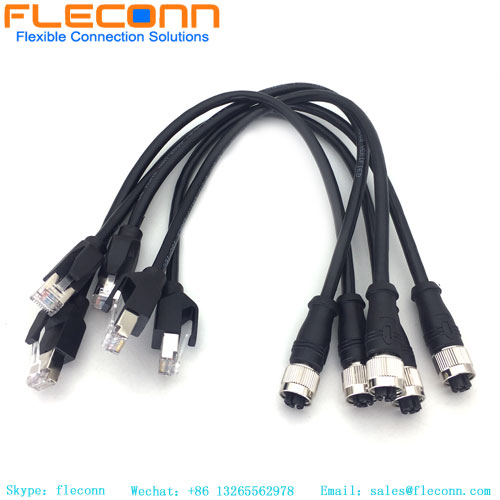 M12 8 Pin X-Coded To RJ45 Connector Cable