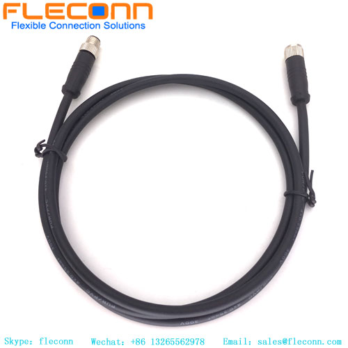 M8 4 Pin Male To Female Cable, IP67 Waterproof Rating Connector Cable