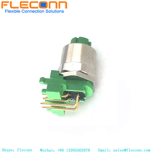 M12 Connector 4 Pin D-Code Female, Green Rubber Core Pcb Plug-In Elbow