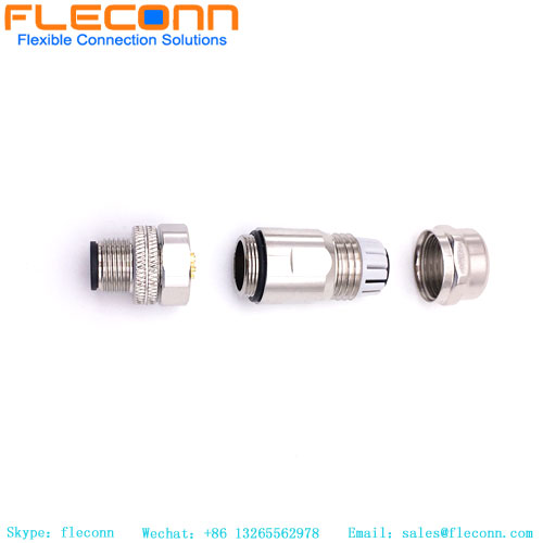 M12 8 Pin Male Connector, A Coded Waterproof Metal Shell Connector