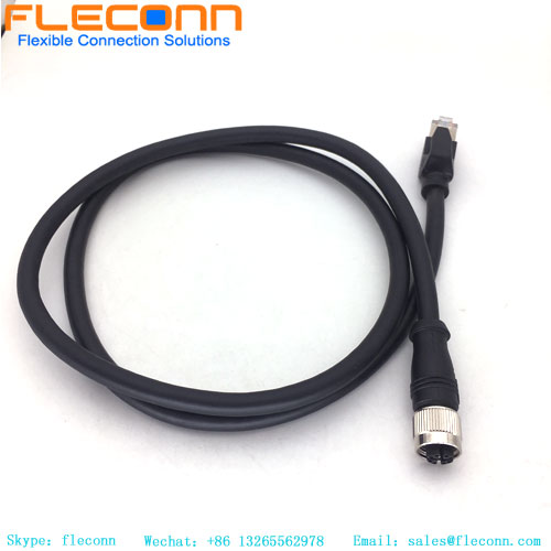 FLECONN can supply M12 8 Pin X Code female connector To Rj45 Ethernet Cable