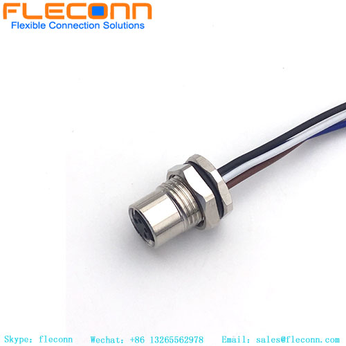 M8 Female Panel Mount Connector Front Fastened With Single Wires