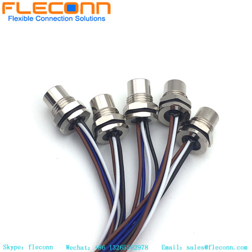 M8 Female Panel Mount Connector Front Fastened With Single Wires