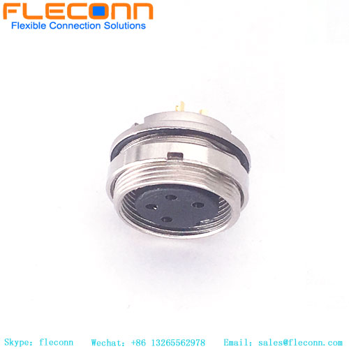M16 4 Pole Female IP67 Waterproof Mount Connector