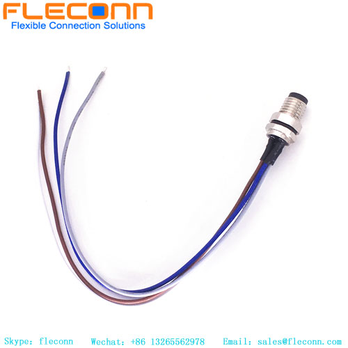 M8 4 Pin Male Panel Mount Connector Cable, IP67 Waterproof Straight Plug Cable