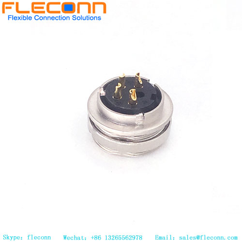 M16 4 Pole Female IP67 Waterproof Mount Connector