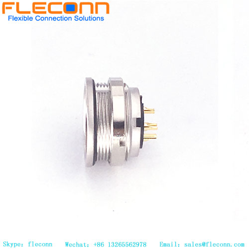 M16 A Coding female panel mount connector with 4 contacts, Rear Mount