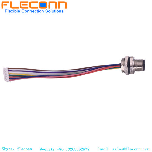 M12 code Ip67 waterproof connector 5 pin cable male wire circular a code plastic panel mount connector