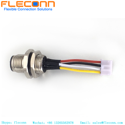 Male panel mount M12 aviation connector for sensor cable