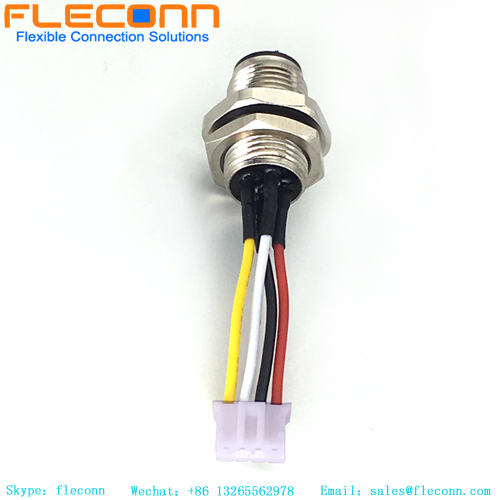Male panel mount M12 aviation connector for sensor cable