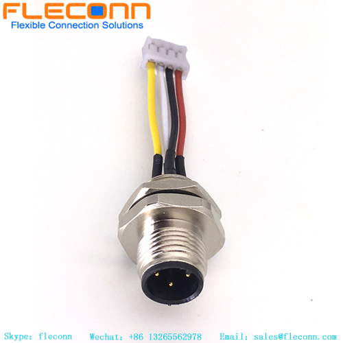 Male panel mount M12 aviation connector for sensor cable