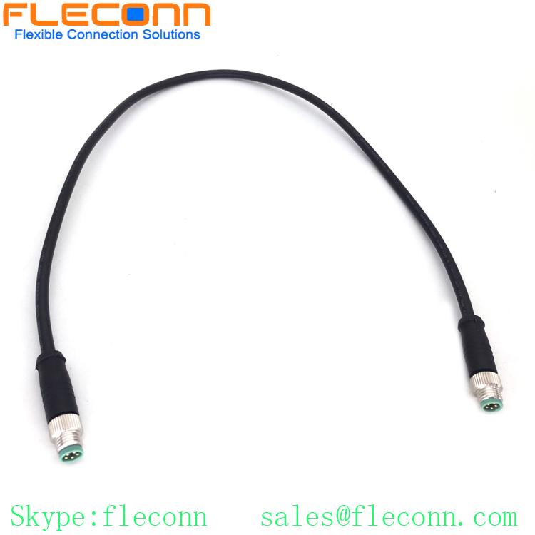 M8 B-coding 5 Positions Male to Male Plug Cable, Straight Overmolded PVC Cable