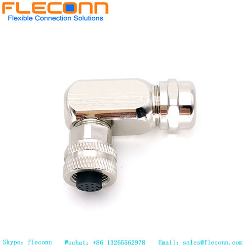 M12 Metal Assembled Right Angle Connector