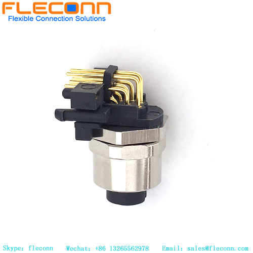 M12 Right Angle Panel Mount Connector