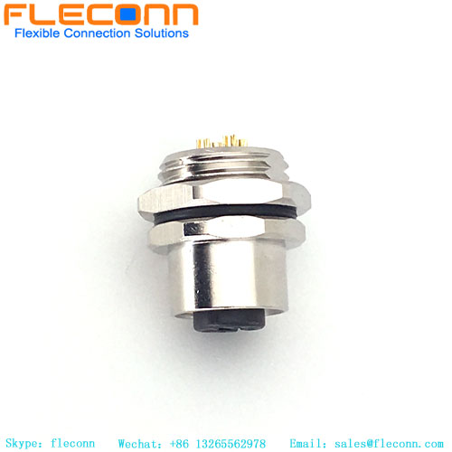 M12 4 Pole Panel Mount Connector，Rear Fastening Thread
