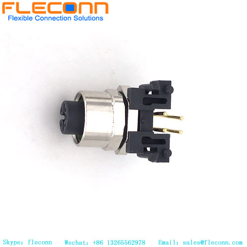 M12 4 Pin Female 90 Degree Right Angle Panel Mount Connector