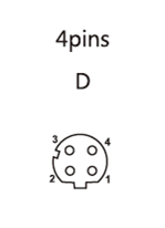 M12 D-coding 4 pin female connector pin faceview