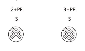 M12 S-Coding 2+PE, 3+PE female connector contact faceview