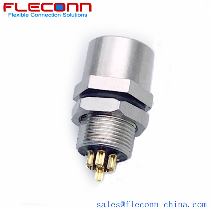 M8 8 Pin Female Panel Mount Connector, Rear Fastening Thread M8x0.5